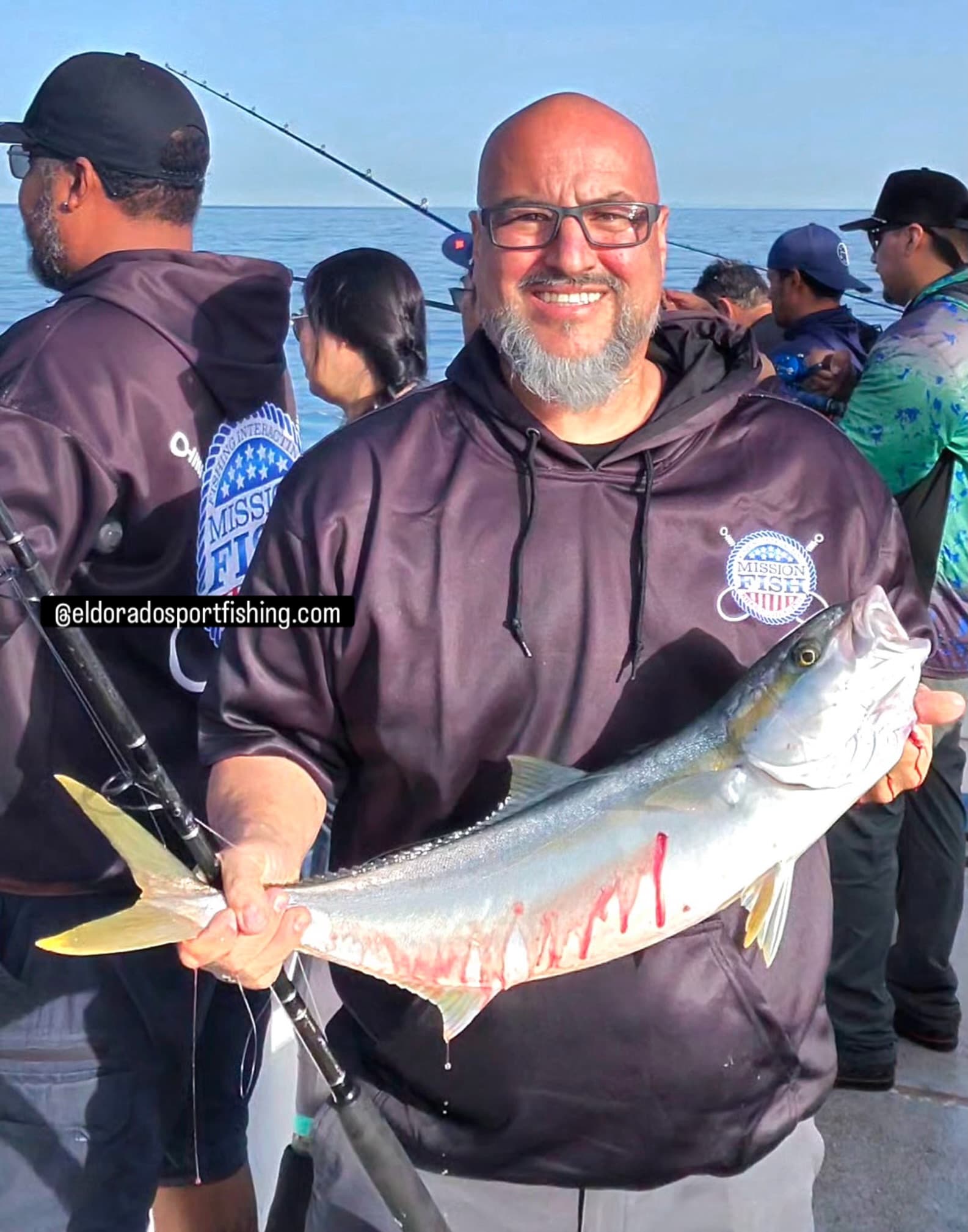 Yellowtail landed on the rail